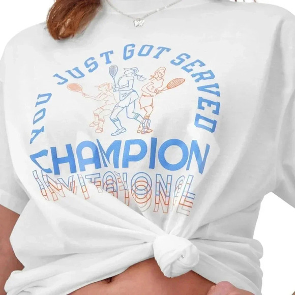 Champion Women's  White Cotton Classic Oversized Soft and Comfortable Tee Shirt - Picture 4 of 5